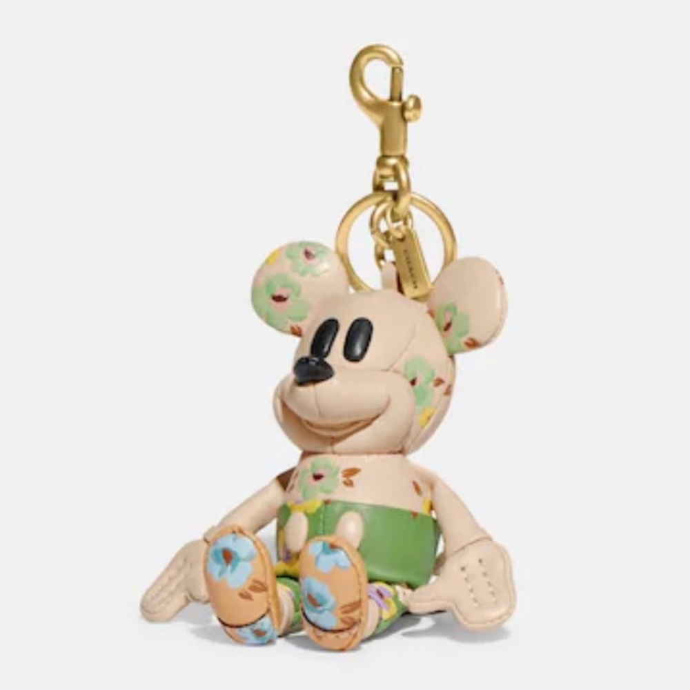 Disney X Coach Mickey Mouse Bag Charm With Floral Print, NWOT